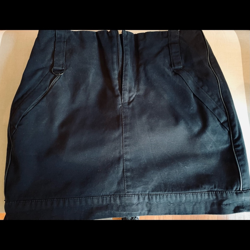 Armani Exchange Black Mini Skirt 4 Zipper Pockets